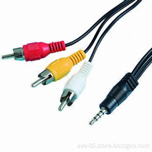 DC 3.5mm Stereo Jack to 3RCA Cable, Ideal for Stage Audio Installations with Adapter Leads